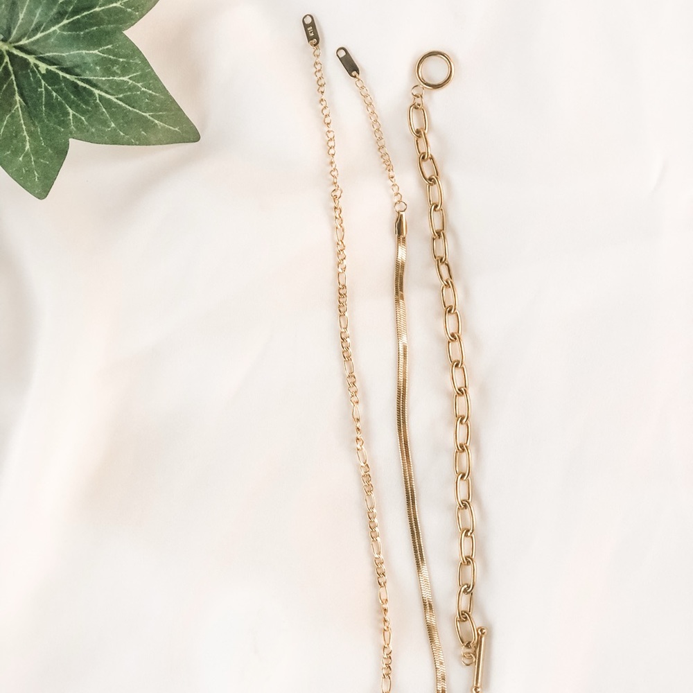 Herringbone, chain and link, and figaro bracelets